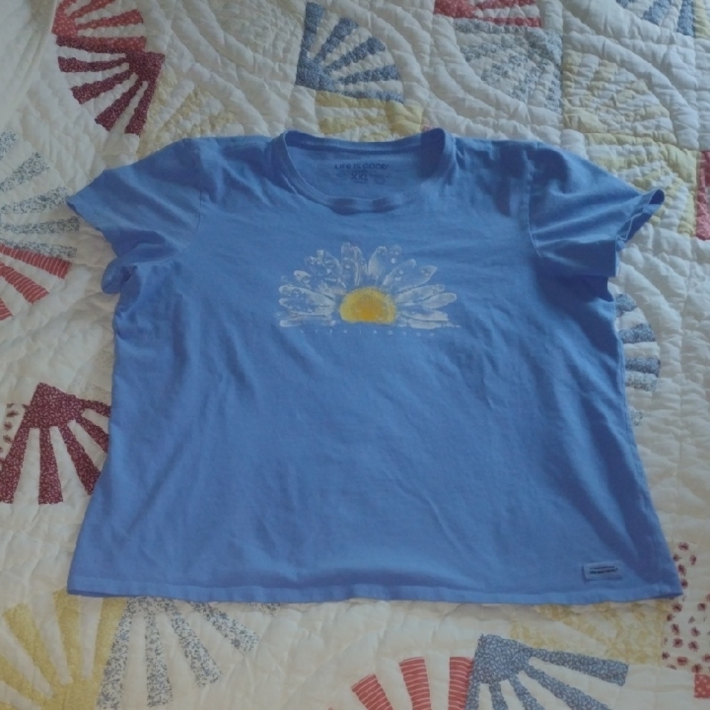 Life Is Good Women's Watercolor Daisy Crusher Short Sleeve Tee Size XXL